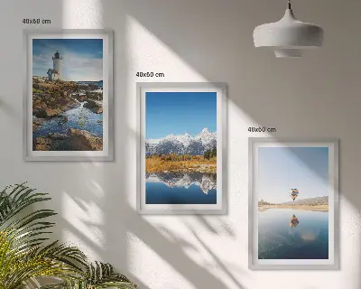 Set tablouri pentru dormitor cu peisaje naturale, far, munți și balon