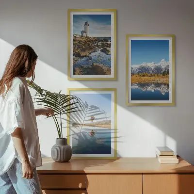 Set tablouri pentru dormitor cu peisaje naturale, far, munți și balon