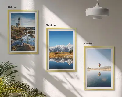 Set tablouri pentru dormitor cu peisaje naturale, far, munți și balon