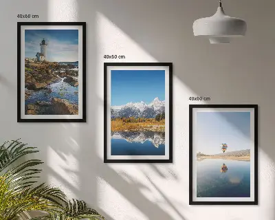 Set tablouri pentru dormitor cu peisaje naturale, far, munți și balon
