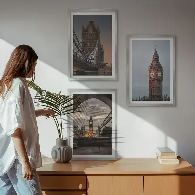Set tablouri decorative cu reprezentarea ceasului Big Ben de pe Podul Londrei