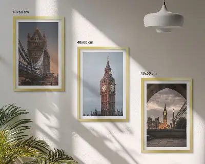 Set tablouri decorative cu reprezentarea ceasului Big Ben de pe Podul Londrei