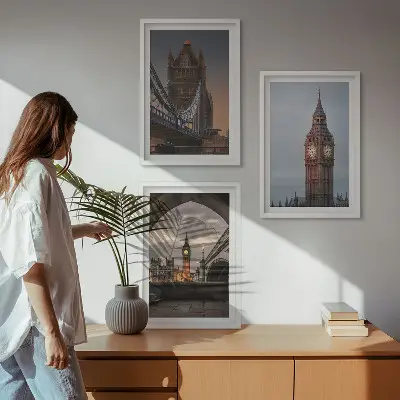 Set tablouri decorative cu reprezentarea ceasului Big Ben de pe Podul Londrei