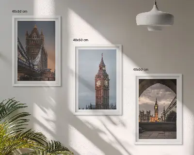 Set tablouri decorative cu reprezentarea ceasului Big Ben de pe Podul Londrei