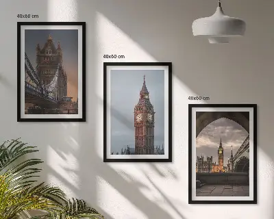 Set tablouri decorative cu reprezentarea ceasului Big Ben de pe Podul Londrei