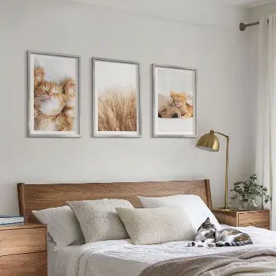 Set de tablouri pentru dormitor cu animale drăguțe stil boho, pisici și câini