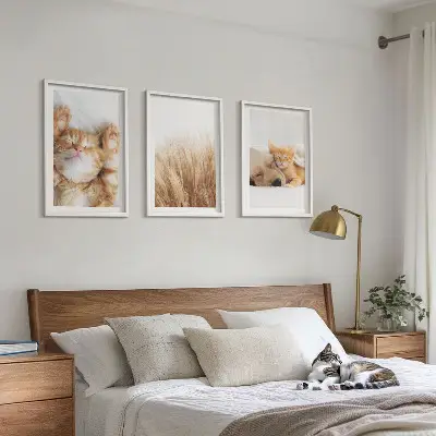 Set de tablouri pentru dormitor cu animale drăguțe stil boho, pisici și câini