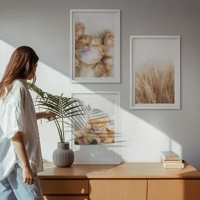 Set de tablouri pentru dormitor cu animale drăguțe stil boho, pisici și câini