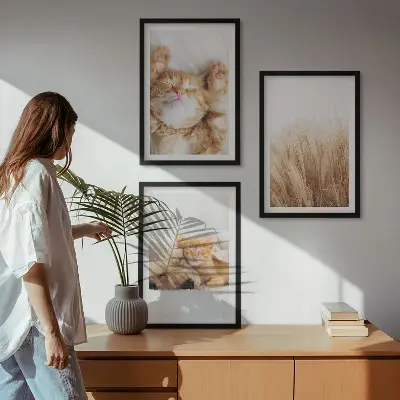 Set de tablouri pentru dormitor cu animale drăguțe stil boho, pisici și câini