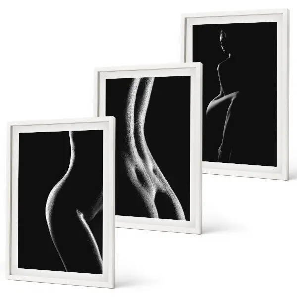 Set tablouri decorative cu siluete feminine alb-negru
