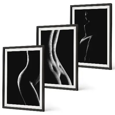 Set tablouri decorative cu siluete feminine alb-negru