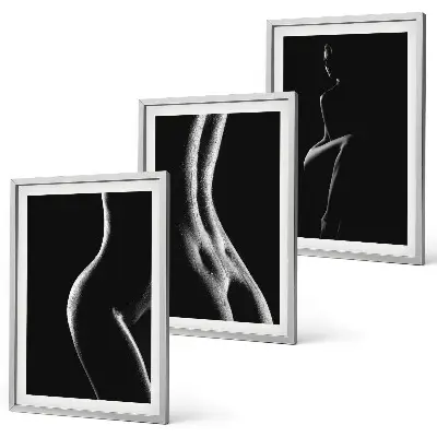 Set tablouri decorative cu siluete feminine alb-negru