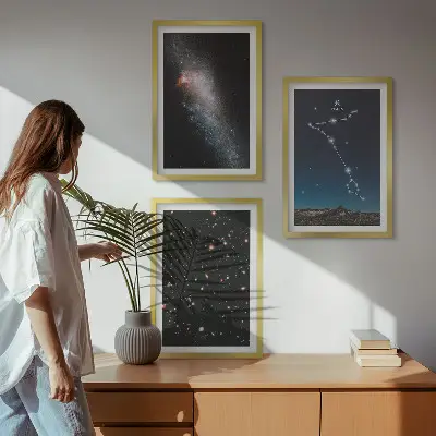 Set de tablouri decorative peisaje cosmice cu galaxia Pești