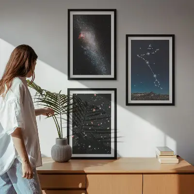 Set de tablouri decorative peisaje cosmice cu galaxia Pești