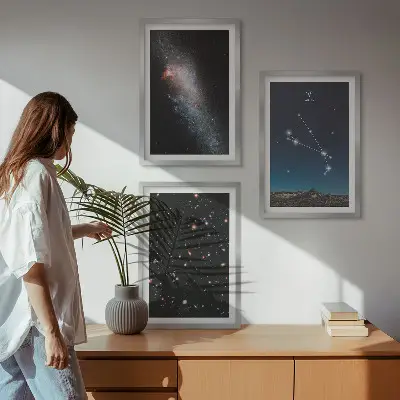 Set tablouri pentru dormitor cu peisaje cosmice ale galaxiilor