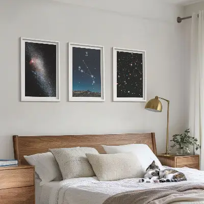 Set tablouri pentru dormitor cu peisaje cosmice ale galaxiilor