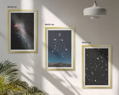 Set de tablouri pentru dormitor cu model de galaxie și zodia Balanță