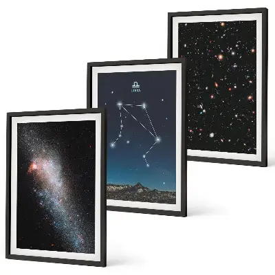 Set de tablouri pentru dormitor cu model de galaxie și zodia Balanță