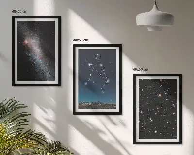Set de tablouri pentru dormitor cu model de galaxie și zodia Balanță