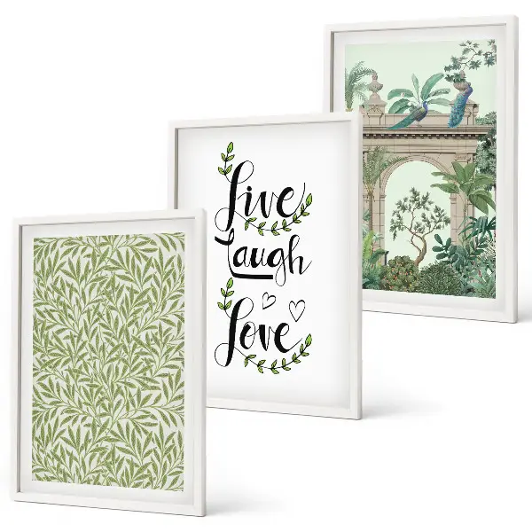 Set de tablouri decorative cu imprimeu de frunze verzi și arhitectură vegetală