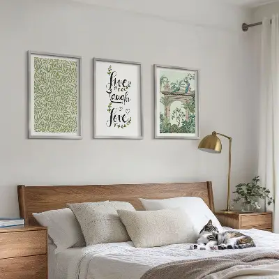 Set de tablouri decorative cu imprimeu de frunze verzi și arhitectură vegetală