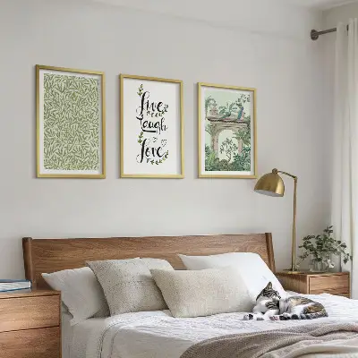 Set de tablouri decorative cu imprimeu de frunze verzi și arhitectură vegetală