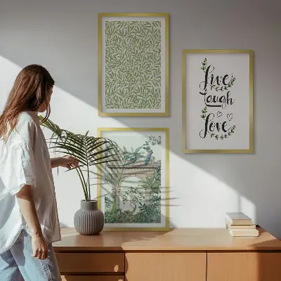 Set de tablouri decorative cu imprimeu de frunze verzi și arhitectură vegetală