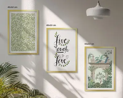 Set de tablouri decorative cu imprimeu de frunze verzi și arhitectură vegetală