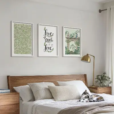 Set de tablouri decorative cu imprimeu de frunze verzi și arhitectură vegetală