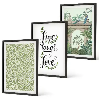 Set de tablouri decorative cu imprimeu de frunze verzi și arhitectură vegetală