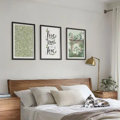 Set de tablouri decorative cu imprimeu de frunze verzi și arhitectură vegetală
