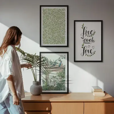 Set de tablouri decorative cu imprimeu de frunze verzi și arhitectură vegetală