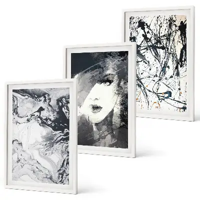 Set tablouri decorative cu modele abstracte alb-negru