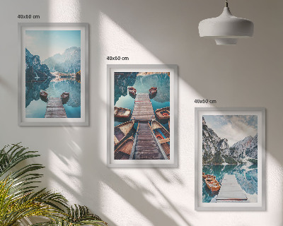Set tablouri decorative Lacul debarcader bărci pace
