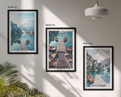 Set tablouri decorative Lacul debarcader bărci pace