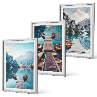 Set tablouri decorative Lacul debarcader bărci pace