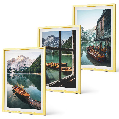 Set tablouri pentru dormitor Casă cu bărci pe lacul de munte