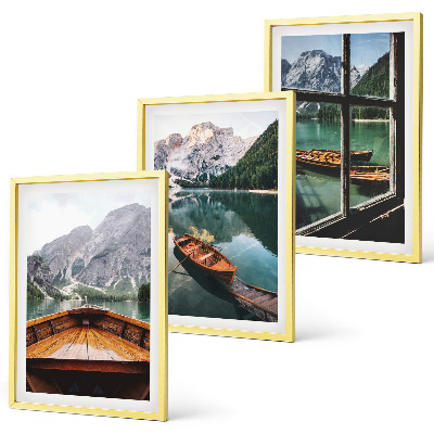 Set tablouri decorative Fereastra bărcilor la lac de munte
