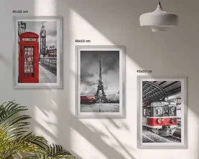 Set de tablouri pentru dormitor cu ilustrații de transport din Londra și Paris