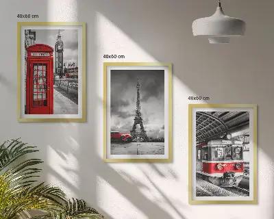 Set de tablouri pentru dormitor cu ilustrații de transport din Londra și Paris