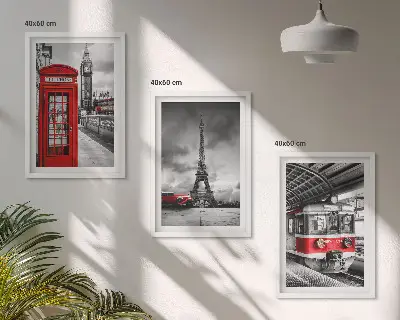 Set de tablouri pentru dormitor cu ilustrații de transport din Londra și Paris
