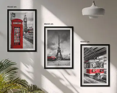 Set de tablouri pentru dormitor cu ilustrații de transport din Londra și Paris