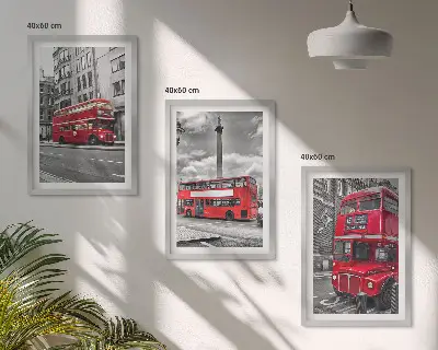 Set de tablouri pentru dormitor cu autobuze roșii de Londra