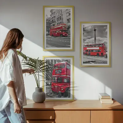 Set de tablouri pentru dormitor cu autobuze roșii de Londra