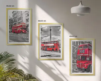Set de tablouri pentru dormitor cu autobuze roșii de Londra