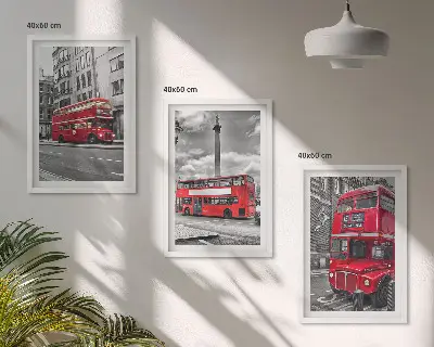 Set de tablouri pentru dormitor cu autobuze roșii de Londra