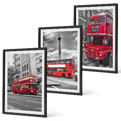 Set de tablouri pentru dormitor cu autobuze roșii de Londra