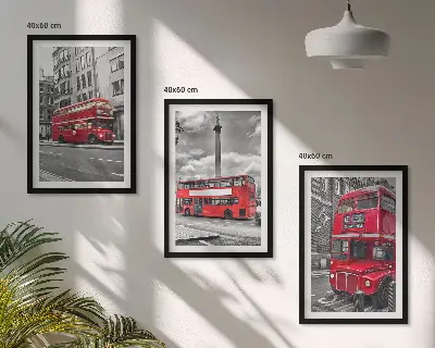 Set de tablouri pentru dormitor cu autobuze roșii de Londra