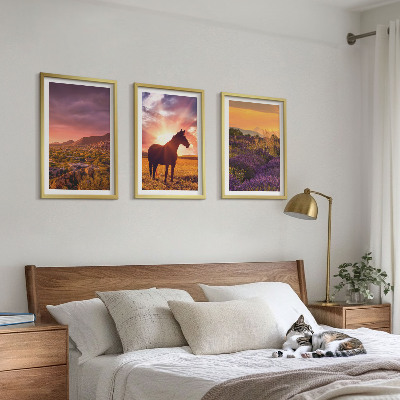Set tablouri pentru dormitor Peisaj montan cu un cal