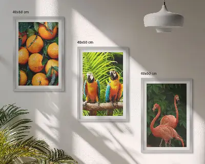 Set de tablouri pentru dormitor cu motive tropicale și accente fructate